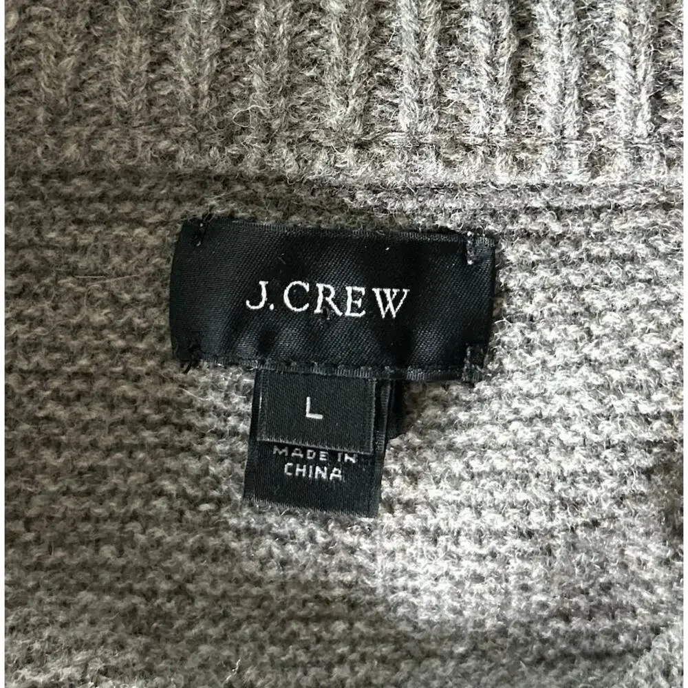J. Crew Men’s Size Large 100% Lambswool Button‎ Front Mock Neck Sweater